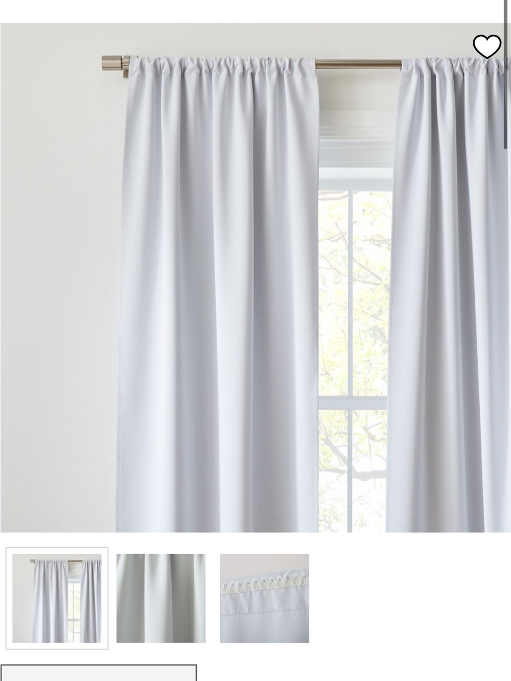 West Elm Light Gray Rod-Pocket Blackout Curtain liner ( set of 4) size 44x104 in